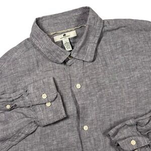 Banana Republic Linen Shirt Mens L Grey Long Sleeve Button Down Organic Blend